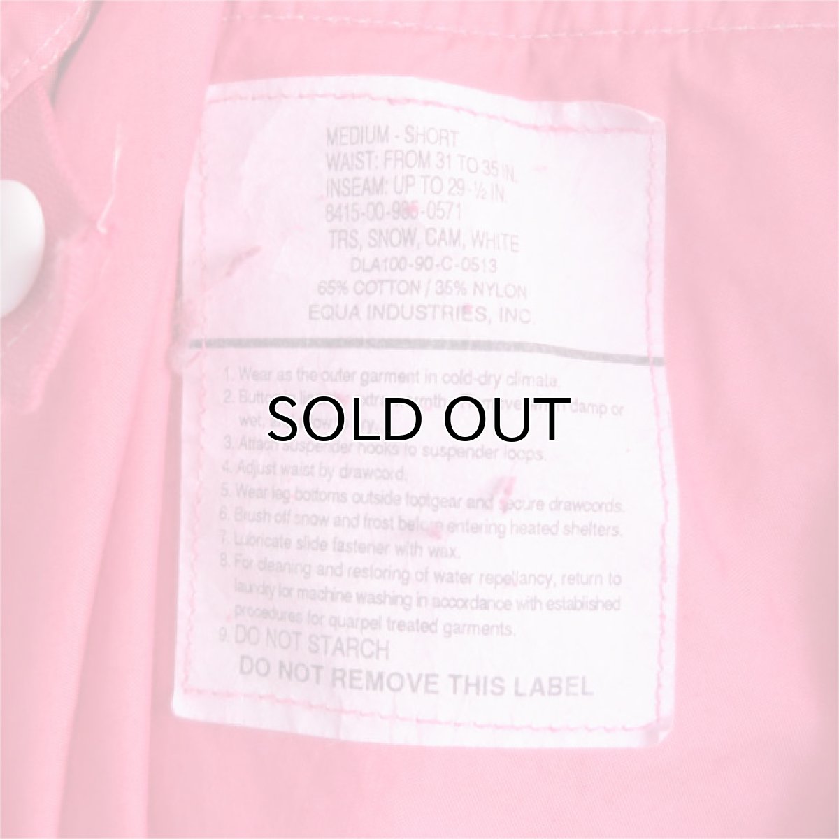 画像9: 1990's U.S. ARMY Snow Camouflage Over Trousers  -Over Dyed-　PINK　size MEDIUM-SHORT (9)