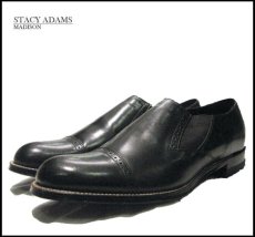 画像1: STACY ADAMS "MADISON SIDE GOA" Leather Shoes BLACK (1)