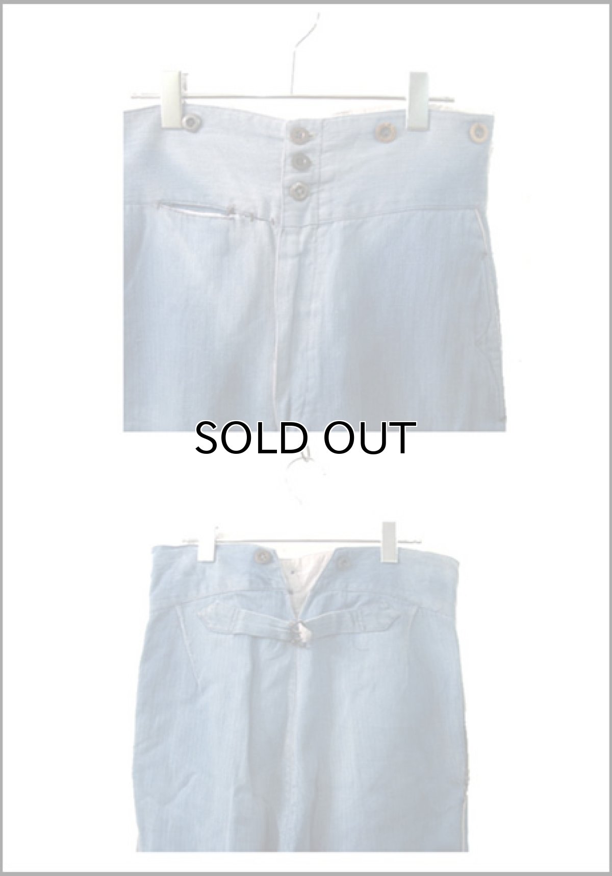 画像2: 1900's ~ Early 20th Century French "Fireman Trousers" Cotton/Linen Herringbone Twill w 32 (2)