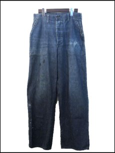 画像1: 1940's "US NAVY" Denim Baker Trousers size w 31 inch 月桂樹ボタン (1)