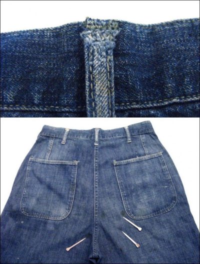 画像3: 1940's "US NAVY" Denim Baker Trousers size w 31 inch 月桂樹ボタン