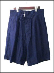 画像1: 1960's Italian Military Gurkha Shorts Navy　w 32 inch (1)