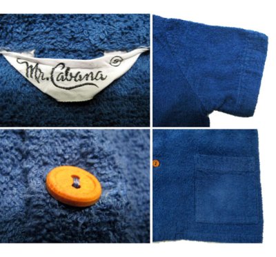 画像2: 1960-70's " Mr.Cabana " Cotton Pile Beach Shirts Blue　size M (表記 S)