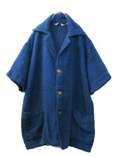 画像1: 1960-70's " Mr.Cabana " Cotton Pile Beach Shirts Blue　size M (表記 S) (1)