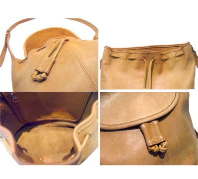 画像1: OLD COACH Leather Shoulder Bag Light Camel made in USA