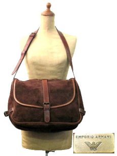 画像1: OLD "EMPORIO ARMANI" Suede Leather Shoulder Bag　BROWN (1)
