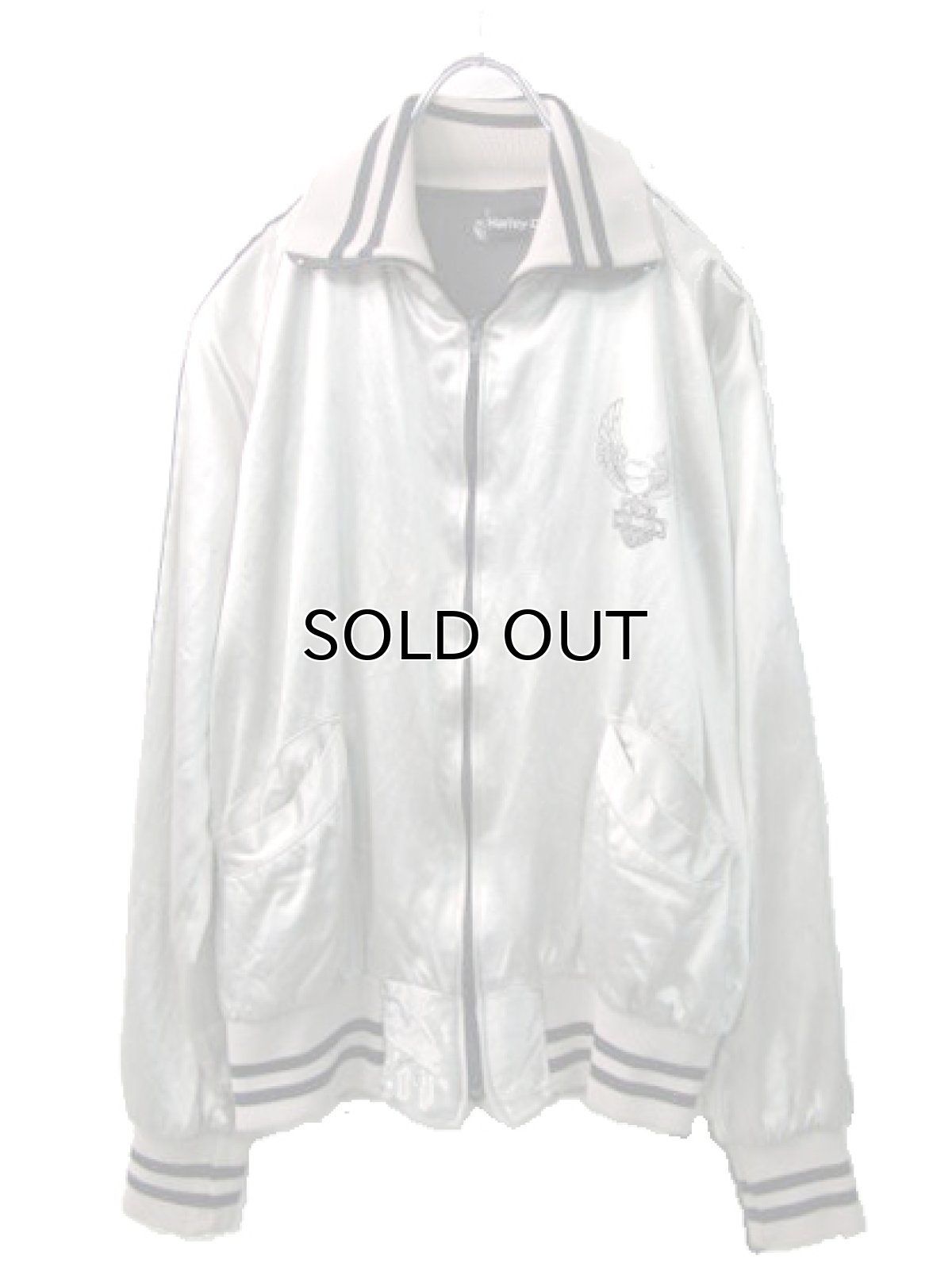 画像2: 1980's HARLEY-DAVIDSON Satin Zip Up  Jacket SILVER　size S (表記XS) (2)