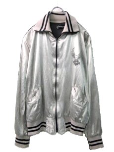 画像2: 1980's HARLEY-DAVIDSON Satin Zip Up  Jacket SILVER　size S (表記XS) (2)