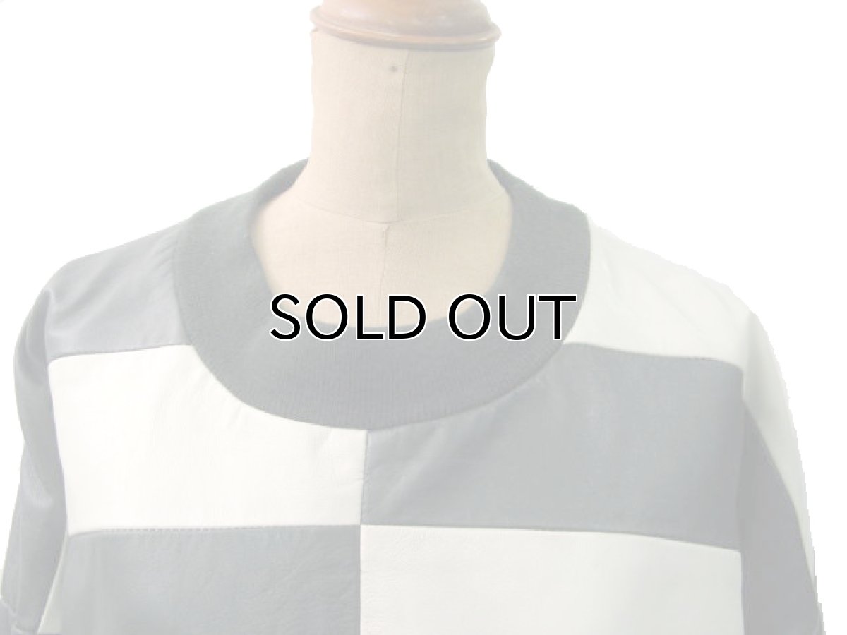 画像3: 1990's "BAGAZIO" Design Leather Pullover Dark Green / White　size XL (表記L) (3)