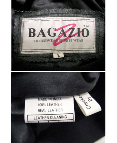 画像3: 1990's "BAGAZIO" Design Leather Pullover Dark Green / White　size XL (表記L)