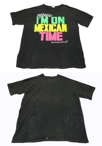 画像1: 1980's "MEXICAN" Neon Print Tee　size L - XL (表記 L)