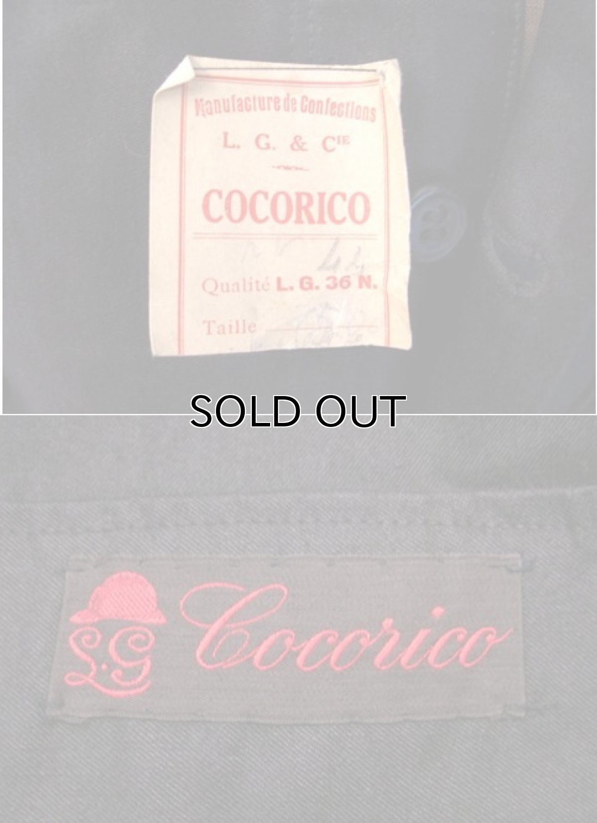 画像4: ~1950's "COCORICO" French Work Cotton Moleskin Jacket Black DEAD STOCK size S (表記なし) (4)