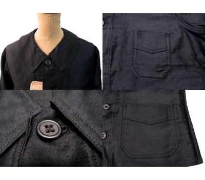 画像2: ~1950's "COCORICO" French Work Cotton Moleskin Jacket Black DEAD STOCK　size S (表記なし)