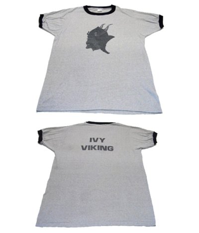 画像1: 1980's "IVY VIKING" Trimt Tee Grey/Black　size L  (表記 不明)