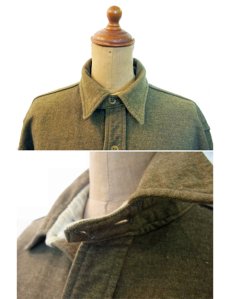 画像3: 1930-40's "Lans-Downs Co." Wool Work Shirts with Chin Strap  size M-L  (表記なし) (3)