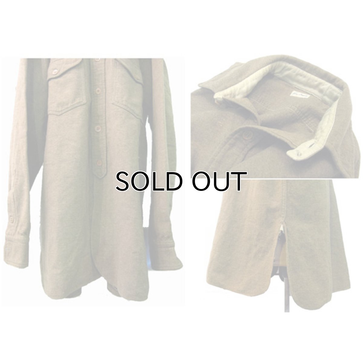 画像4: 1930-40's "Lans-Downs Co." Wool Work Shirts with Chin Strap  size M-L  (表記なし) (4)