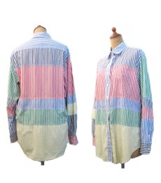 画像2: JONES NEW YORK Crazy Stripe L/S Shirts size S-M (表記 S) (2)