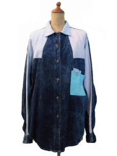 画像1: 1990's "TRAFFIC" Denim / Oxford L/S Shirts size M (表記なし) (1)