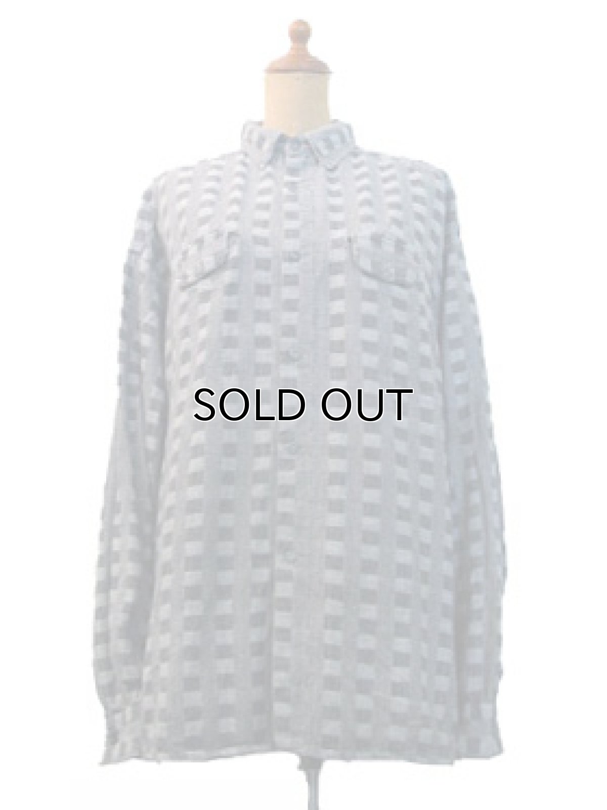 画像1: 1980's "SPACE" Checked Pattern L/S Shirts グレー size L (表記 XL) (1)
