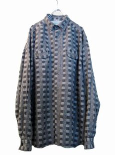 画像2: 1980's "SPACE" Checked Pattern L/S Shirts グレー size L (表記 XL) (2)