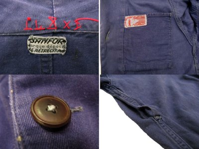 画像1: ~1960's French  "LE VETEMENT" Work Coat color Blue　size M-L (表記なし)