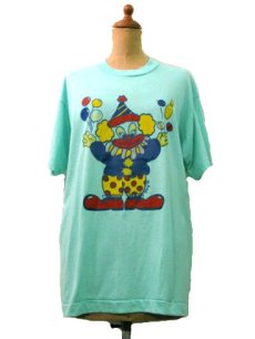 画像2: 1980's "PIERROT" Print Tee L.Green　size M - L  (表記 L) (2)