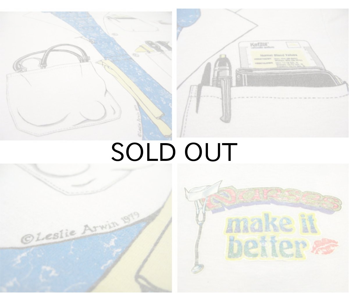 画像3: 1970's "Leslie Arwin"  Doctor Print Tee White size S - M  (表記 M) (3)