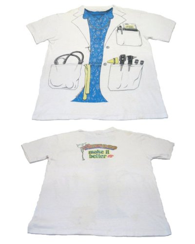 画像1: 1970's "Leslie Arwin"  Doctor Print Tee White　size S - M  (表記 M)