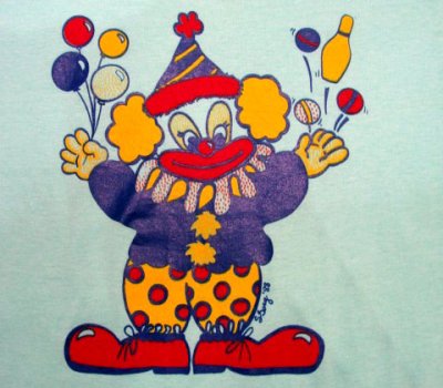 画像2: 1980's "PIERROT" Print Tee L.Green　size M - L  (表記 L)