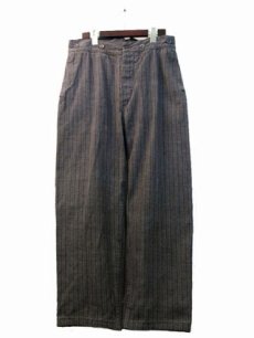 画像1: 1940's~ Swedish Cotton Stripe Prisoner Trousers　size ~ w 33.5 inch (表記なし) (1)