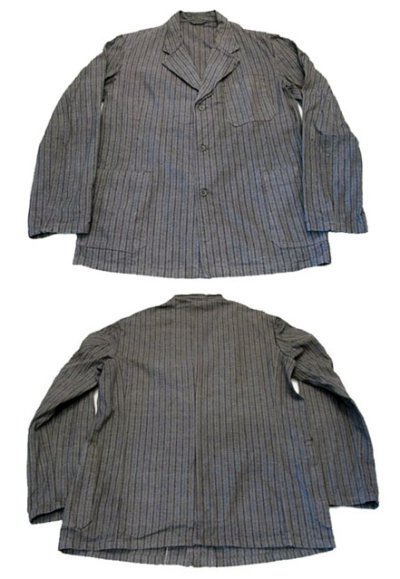 画像1: 1940's~ Swedish Cotton Stripe Prisoner Jacket　size L (表記なし)