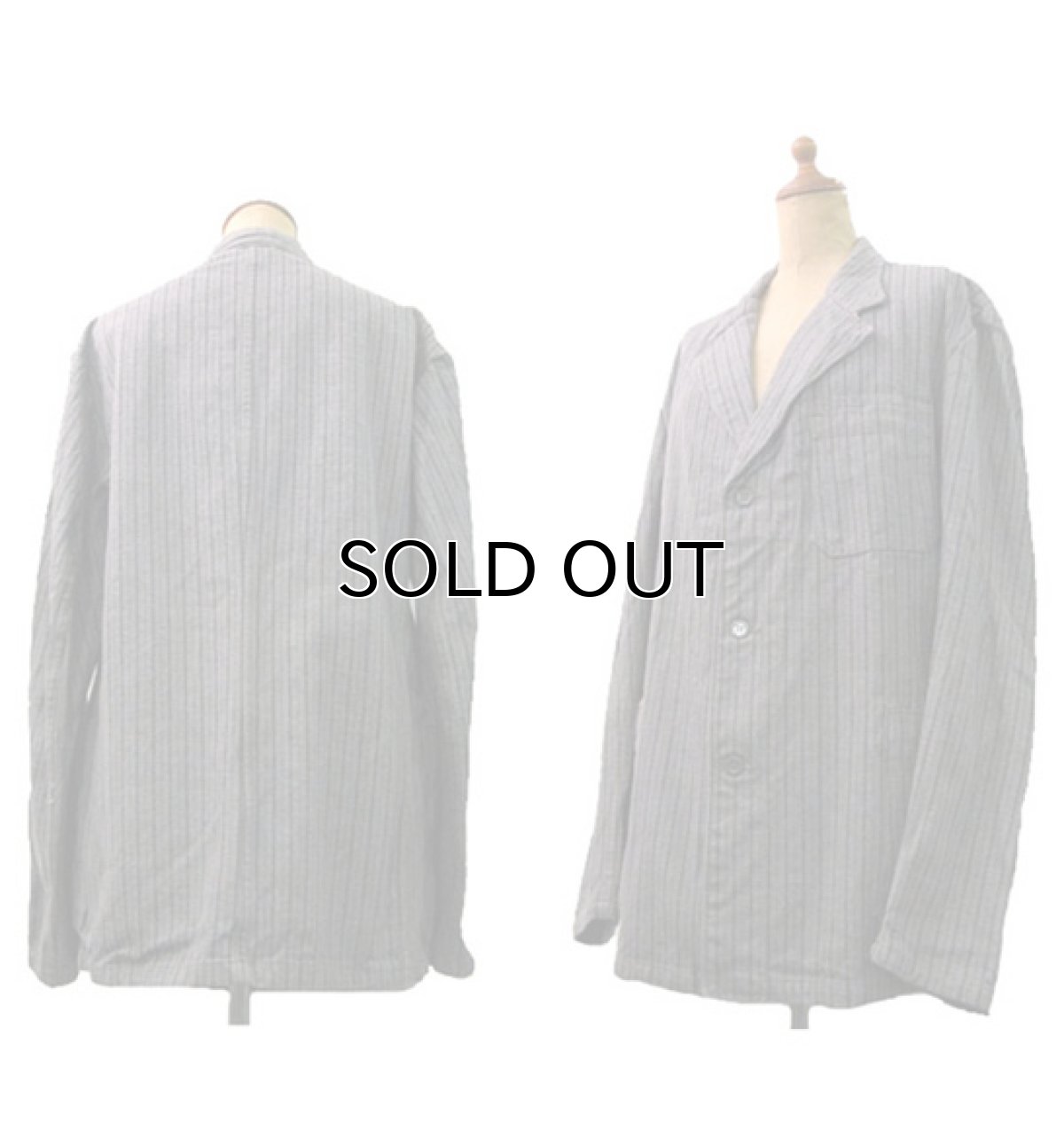 画像3: 1940's~ Swedish Cotton Stripe Prisoner Jacket size L (表記なし) (3)