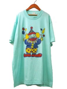 画像1: 1980's "PIERROT" Print Tee L.Green　size M - L  (表記 L) (1)