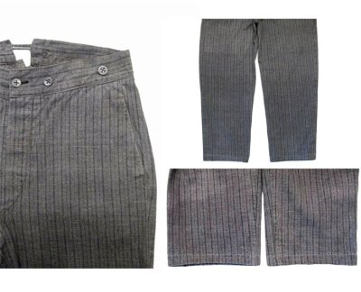 画像2: 1940's~ Swedish Cotton Stripe Prisoner Trousers　size ~ w 33.5 inch (表記なし)