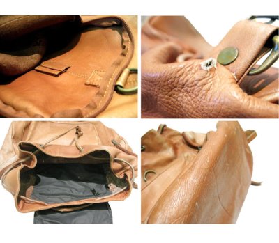 画像3: Unknown Old Leather Bag Pac　Light Brown