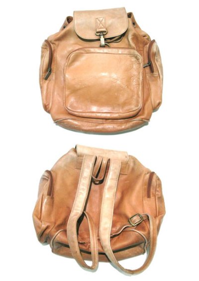 画像1: Unknown Old Leather Bag Pac　Light Brown