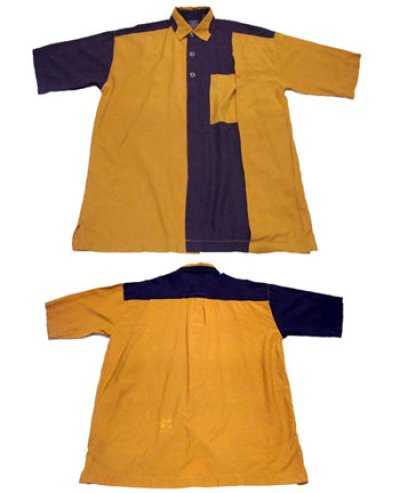 画像1: 1980's "Mango Gianni " Design S/S Shirts Purple/Yellow　size L (表記 S)