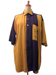 画像1: 1980's "Mango Gianni " Design S/S Shirts Purple/Yellow　size L (表記 S) (1)