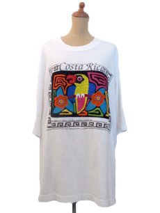 画像1: "Costa Rica"  Hand Made Tee　"鳥"　size XL  (表記 XL) (1)