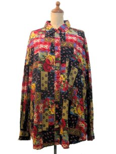 画像1: 1990's "Jacque & Koko" Crazy Print L/S Shirts  size L - XL (表記 22/24) (1)