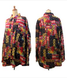 画像2: 1990's "Jacque & Koko" Crazy Print L/S Shirts  size L - XL (表記 22/24) (2)