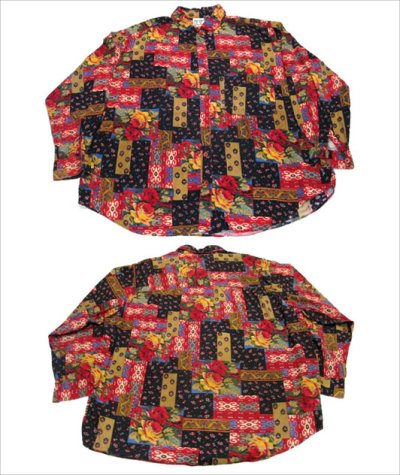 画像1: 1990's "Jacque & Koko" Crazy Print L/S Shirts  size L - XL (表記 22/24)