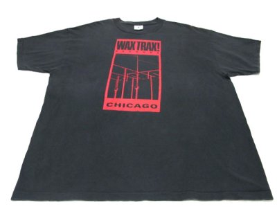 画像1: "WAX TRAX RECORDS CHICAGO"  Print Tee  BLACK　size XL~ (表記 XL)