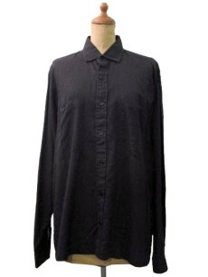画像1: "Pierre Cardin" Cotton / Ramie L/S Shirts BLACK  size M  (表記 M) (1)