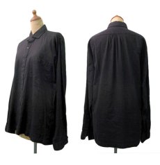 画像3: "Pierre Cardin" Cotton / Ramie L/S Shirts BLACK  size M  (表記 M) (3)