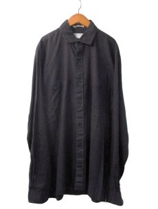 画像2: "Pierre Cardin" Cotton / Ramie L/S Shirts BLACK  size M  (表記 M) (2)