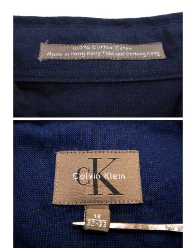 画像2: "Calvin Klein" Cotton L/S Shirts NAVY  size M - L  (表記 15)