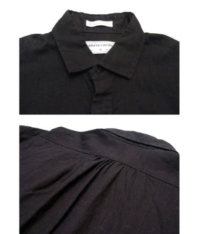 画像2: "Pierre Cardin" Cotton / Ramie L/S Shirts BLACK  size M  (表記 M)