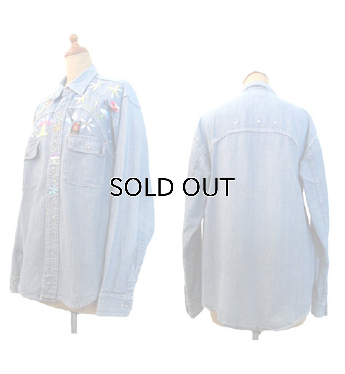 画像3: 1970's "EL CISNE"  L/S Denim Embroidery Shirts  size M  (表記 なし) (3)