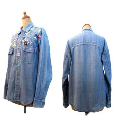 画像3: 1970's "EL CISNE"  L/S Denim Embroidery Shirts  size M  (表記 なし) (3)